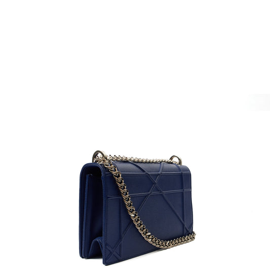 Christian Dior Shoulder Bag Diorama - Medium in Blue, Leather — Side View