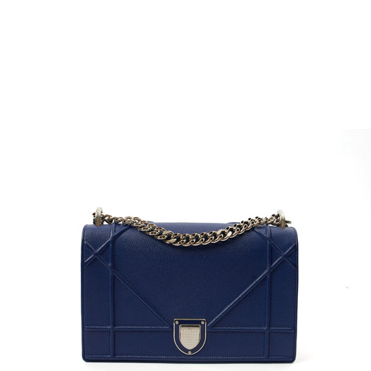 Christian Dior Shoulder Bag Diorama - Medium in Blue, Leather — Front View