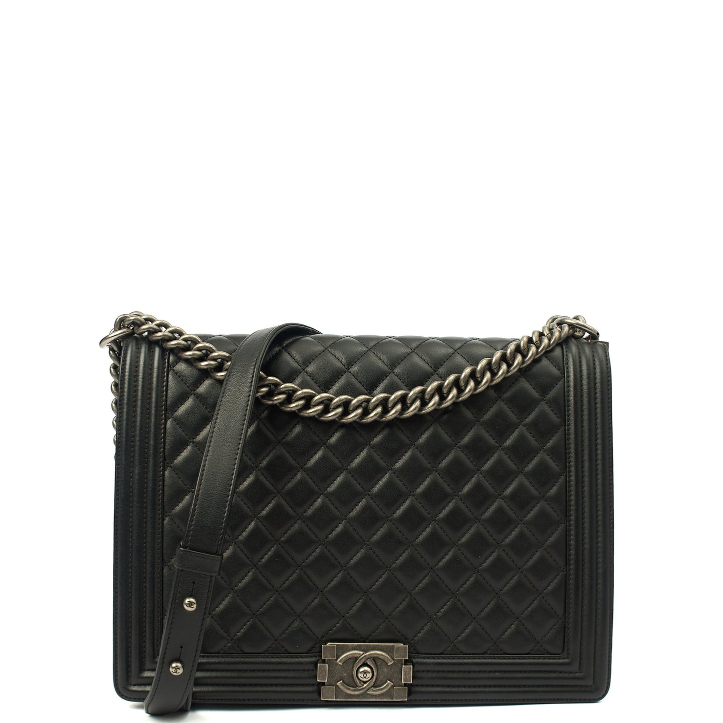 Chanel Shoulder Bag Boy - Large in Black, Calfskin Leather — Alternate View 11