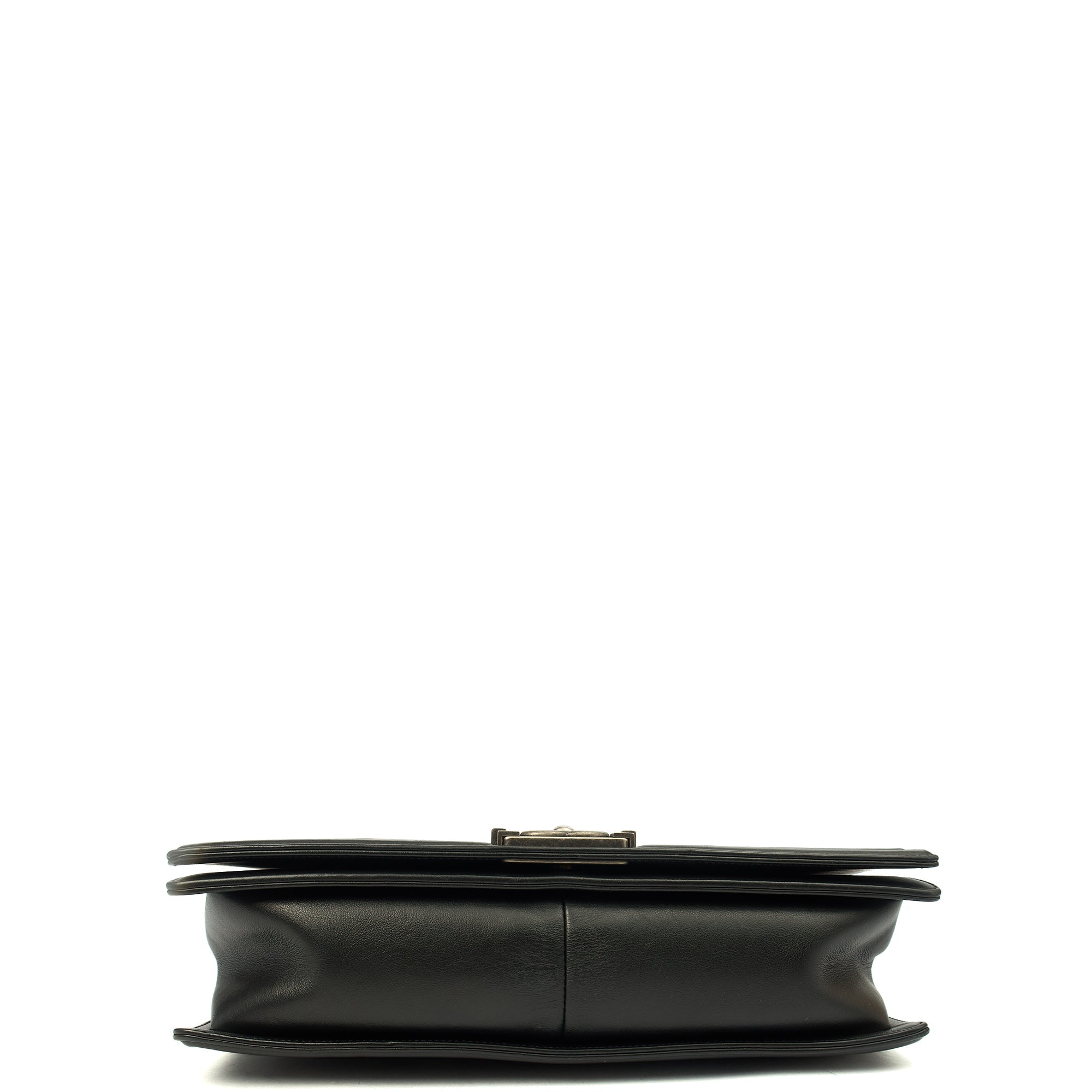 Chanel Shoulder Bag Boy - Large in Black, Calfskin Leather — Top View