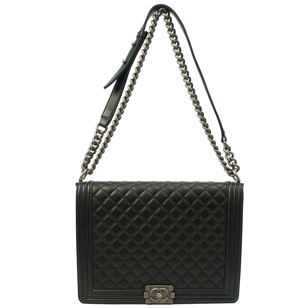 Chanel Shoulder Bag Boy - Large in Black, Calfskin Leather — Alternate View 15