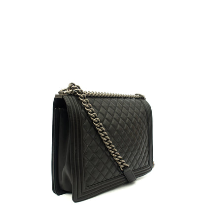 Chanel Shoulder Bag Boy - Large in Black, Calfskin Leather — Alternate View 22