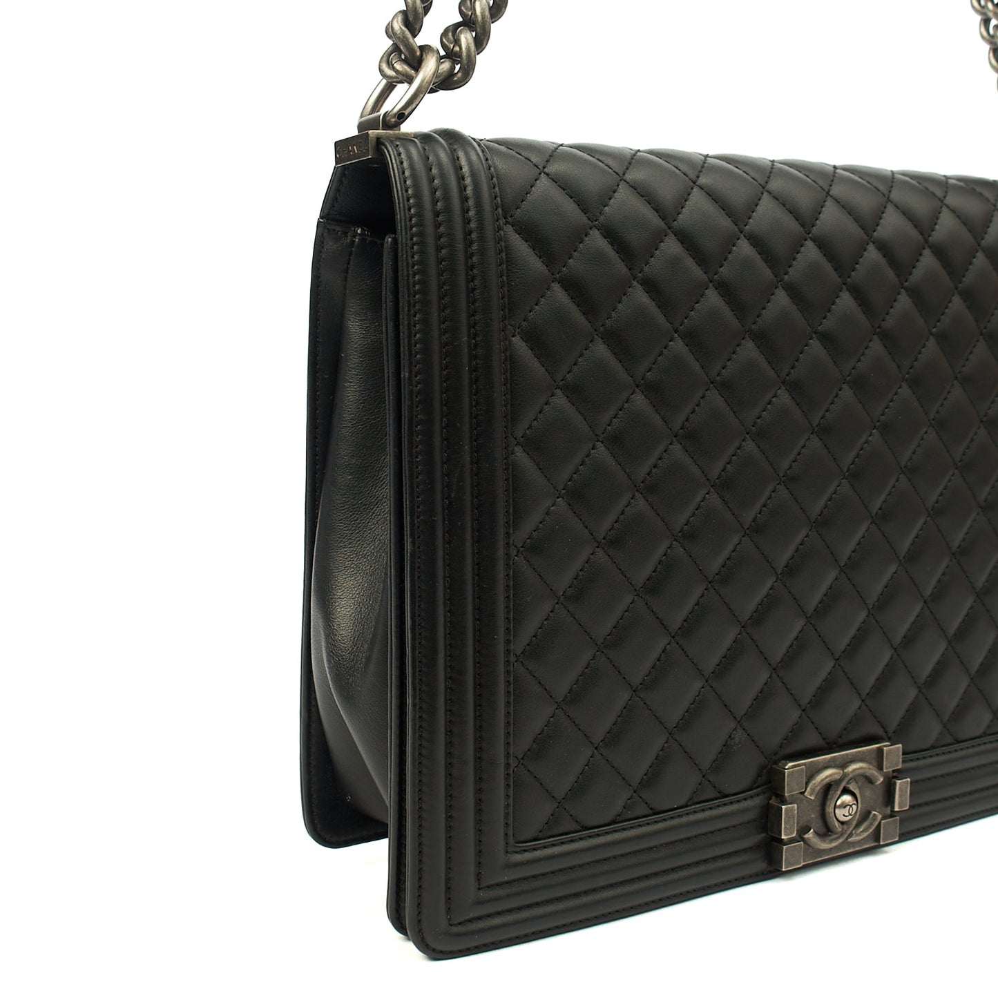 Chanel Shoulder Bag Boy - Large in Black, Calfskin Leather — Alternate View 29