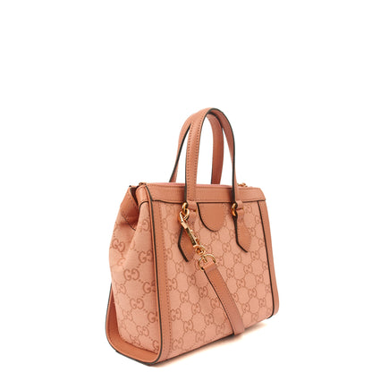 Gucci Tote Ophidia Tote Bag - Small in Dusty Pink, GG Canvas — Side View
