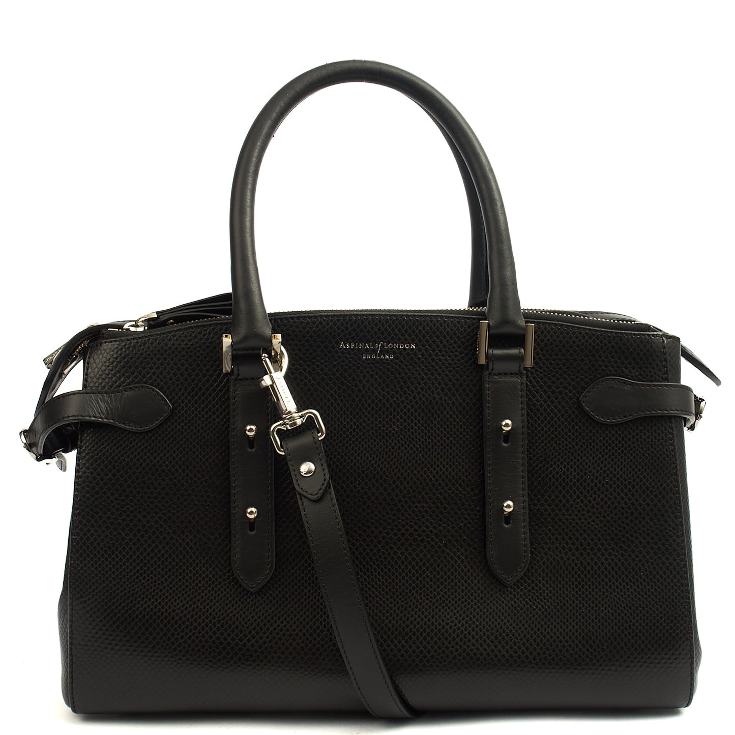 Aspinal of London Tote London Tote - Midi in Black, Leather — Back View