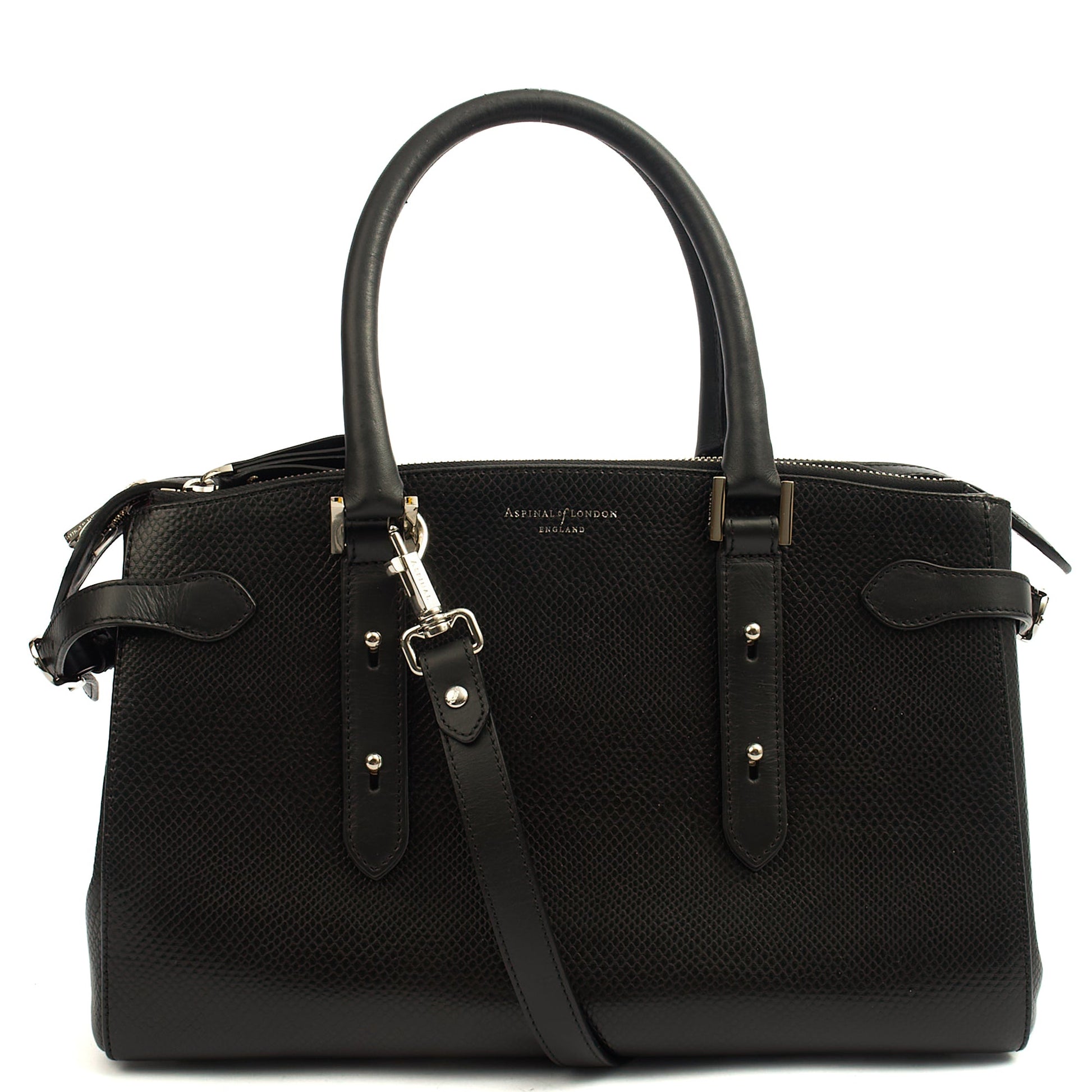 Aspinal of London Tote London Tote - Midi in Black, Leather — Back View