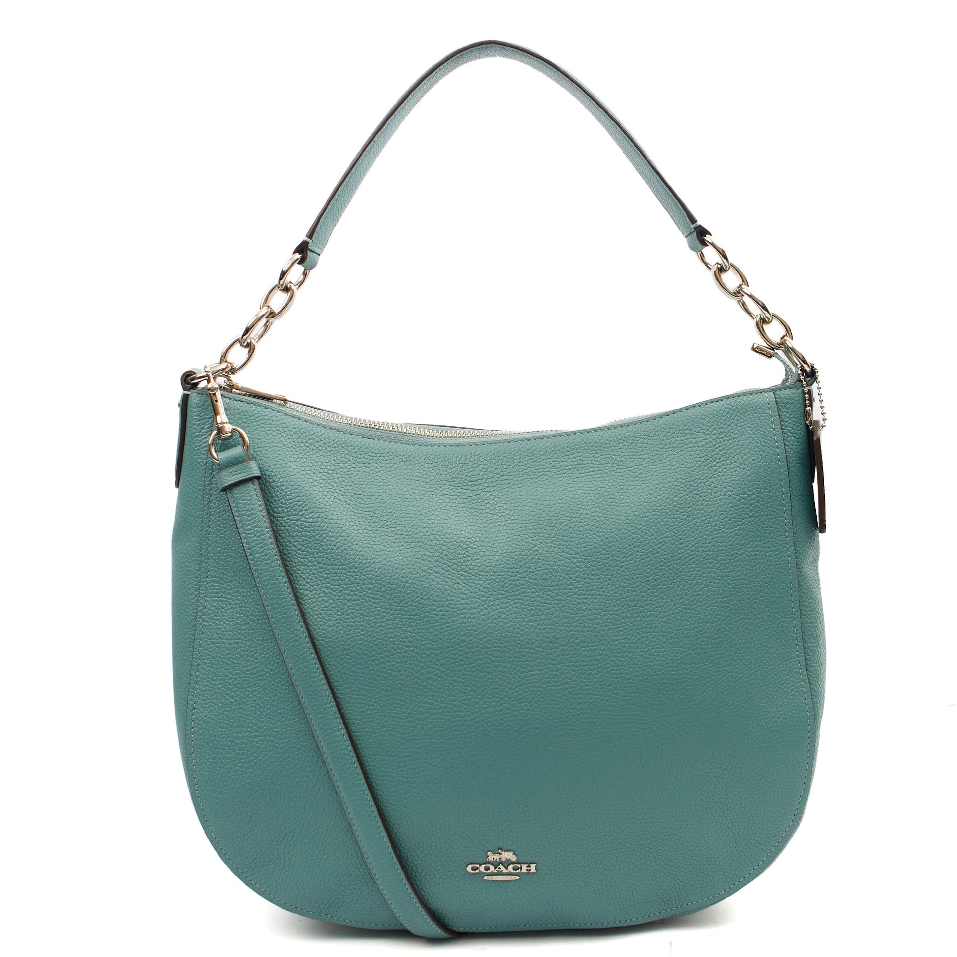 Coach Shoulder Bag Hadley Hobo in Blue, Leather — Front View
