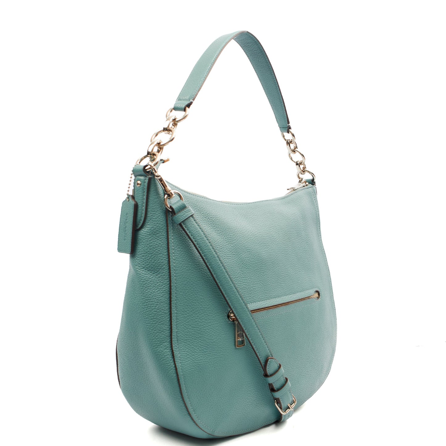 Coach Shoulder Bag Hadley Hobo in Blue, Leather — Side View