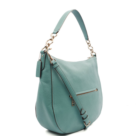 Coach Shoulder Bag Hadley Hobo in Blue, Leather — Side View