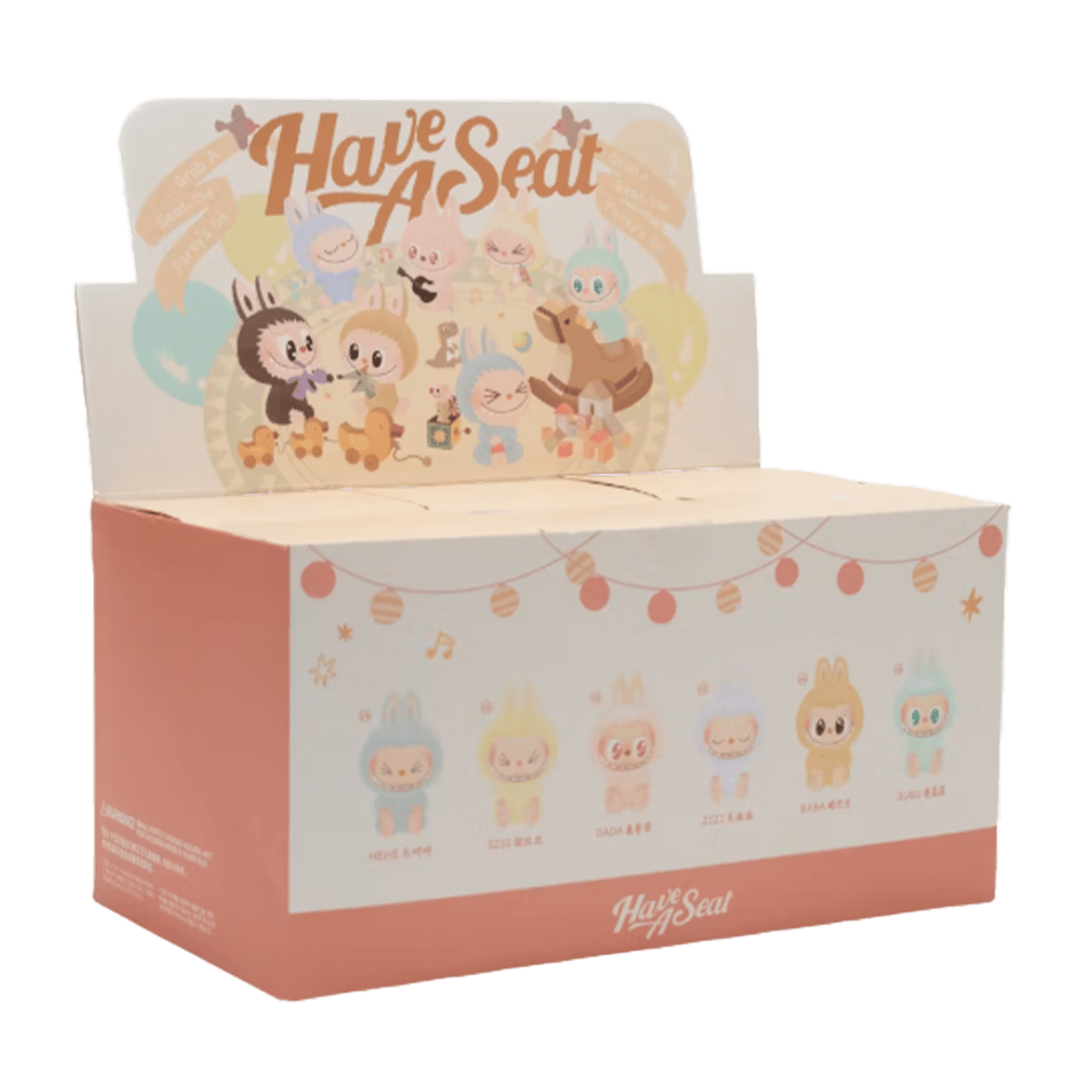 Pop Mart Labubu The Monsters Have a Seat Vinyl Plush Sealed Case (6 Blind Boxes) — Front View