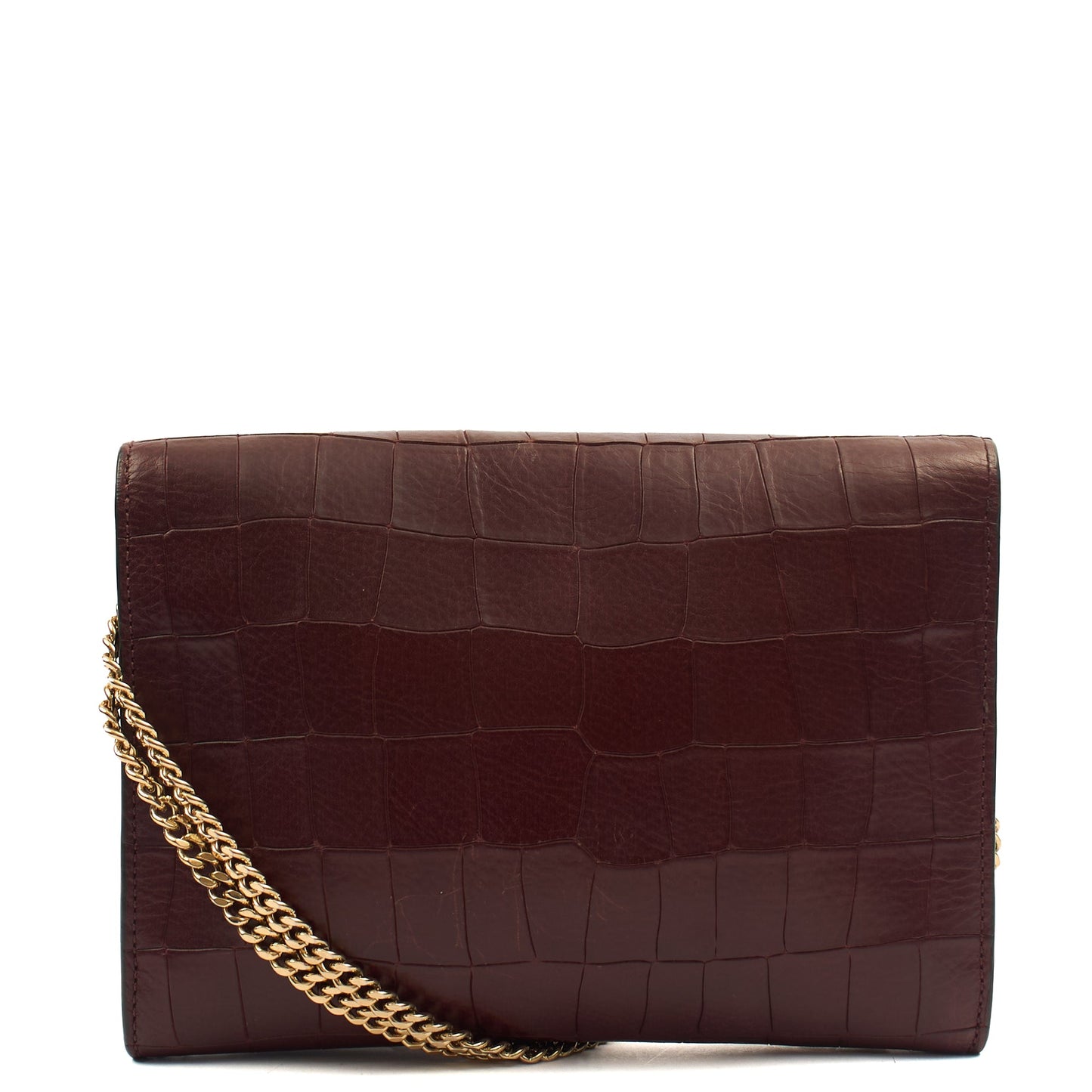 Mulberry Shoulder Bag Delphie in Oxblood, Exotic Effect Leather — Back View