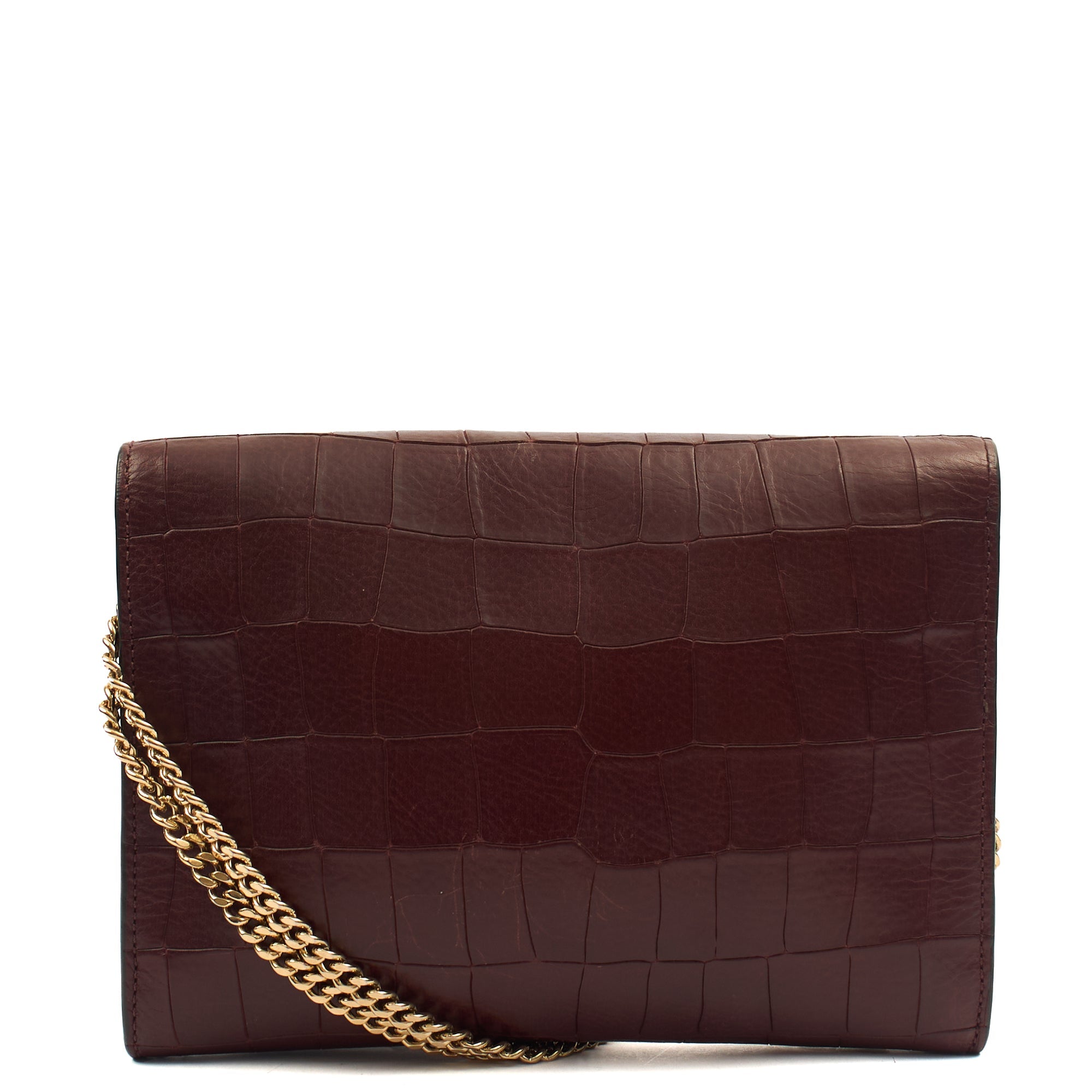 Mulberry Shoulder Bag Delphie in Oxblood, Exotic Effect Leather — Back View