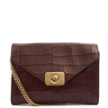Mulberry Shoulder Bag Delphie in Oxblood, Exotic Effect Leather — Front View