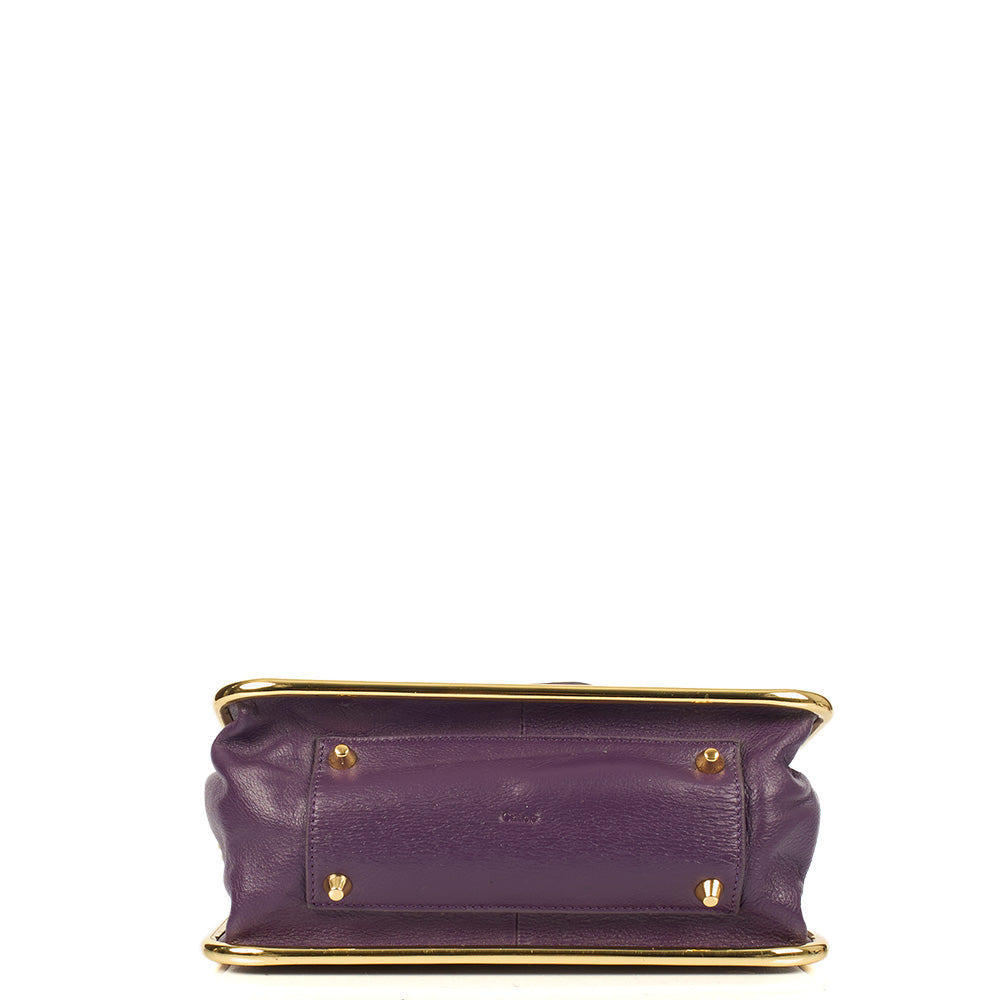 Chloe Shoulder Bag Sally - Medium in Purple, Calfskin Leather — Top View