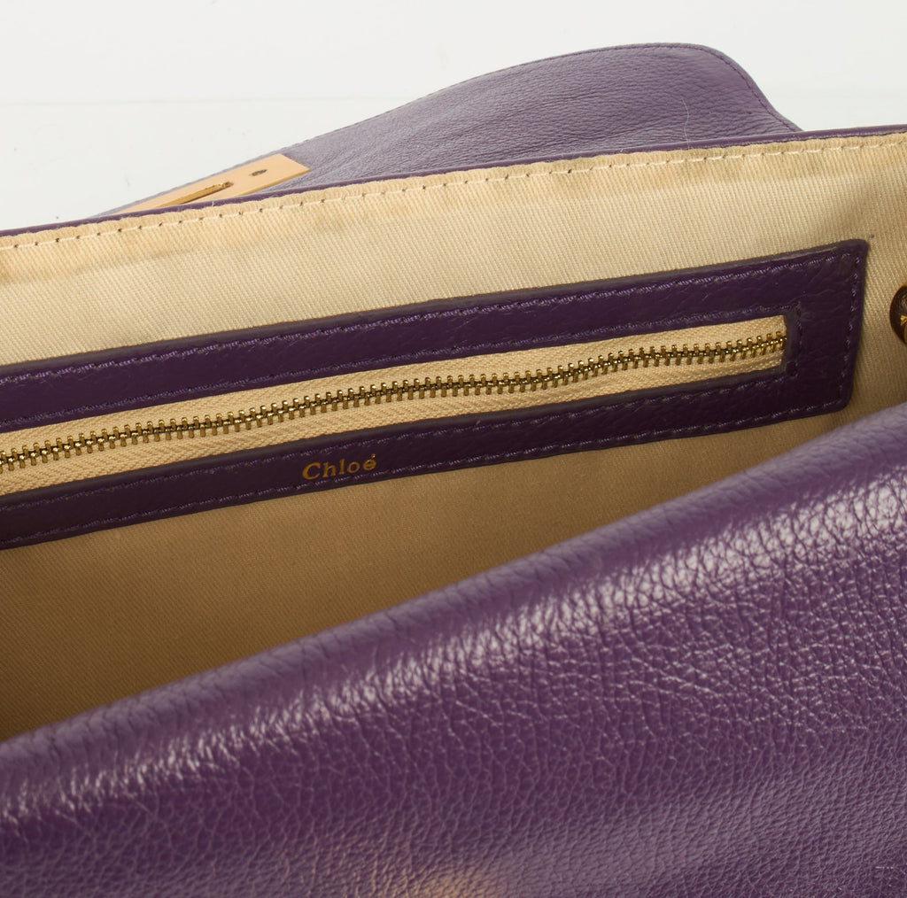 Chloe Shoulder Bag Sally - Medium in Purple, Calfskin Leather — Lifestyle View