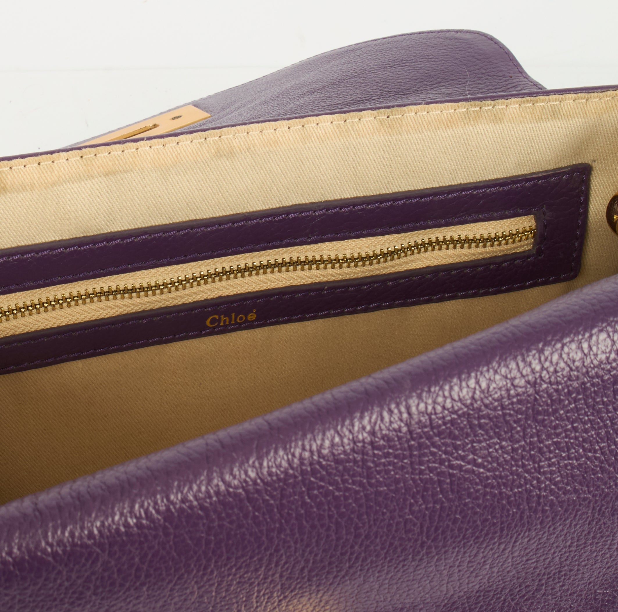 Chloe Shoulder Bag Sally - Medium in Purple, Calfskin Leather — Lifestyle View