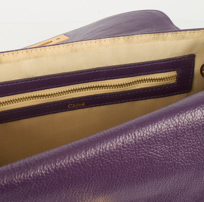 Chloe Shoulder Bag Sally - Medium in Purple, Calfskin Leather — Lifestyle View