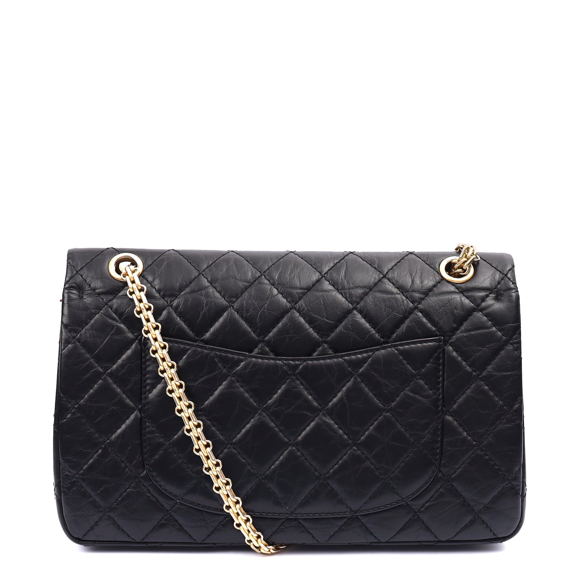 Chanel Shoulder Bag 2.55 Reissue in Black, Crinkled Calfskin Leather — Top View