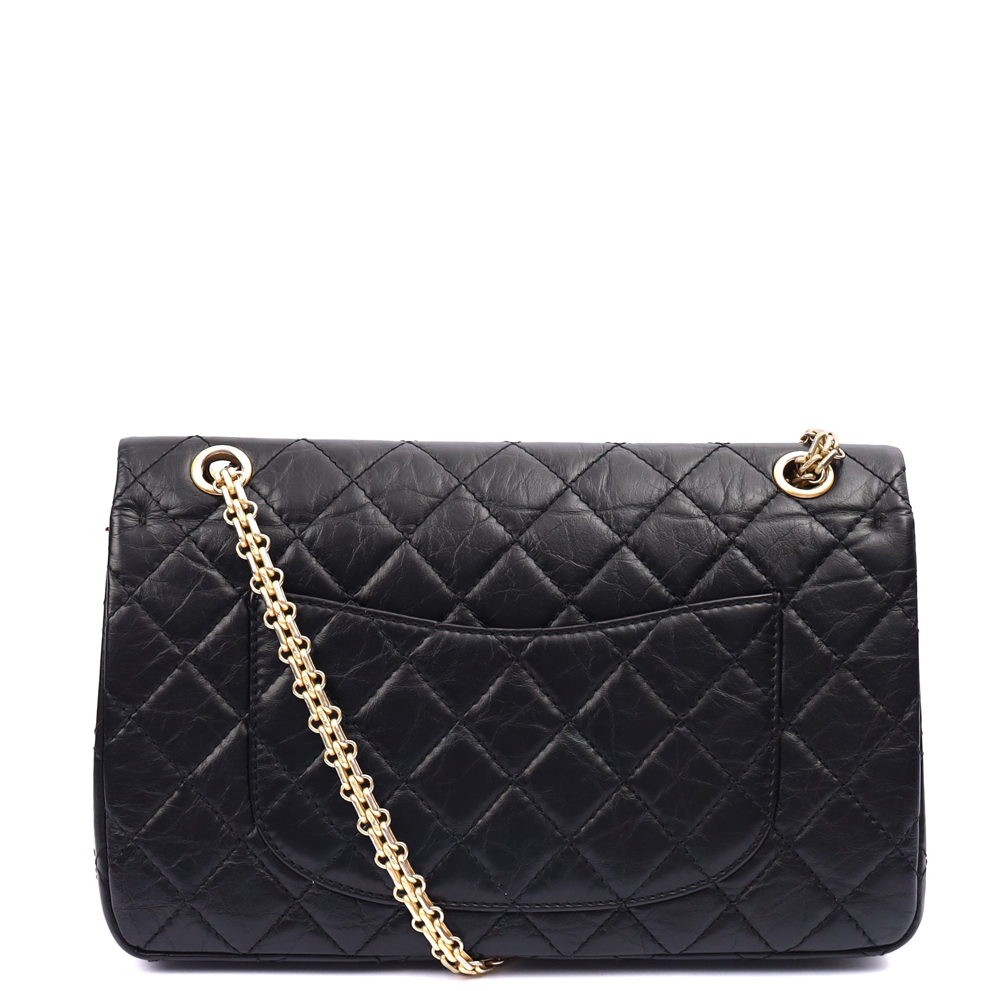 Chanel Shoulder Bag 2.55 Reissue in Black, Crinkled Calfskin Leather — Top View