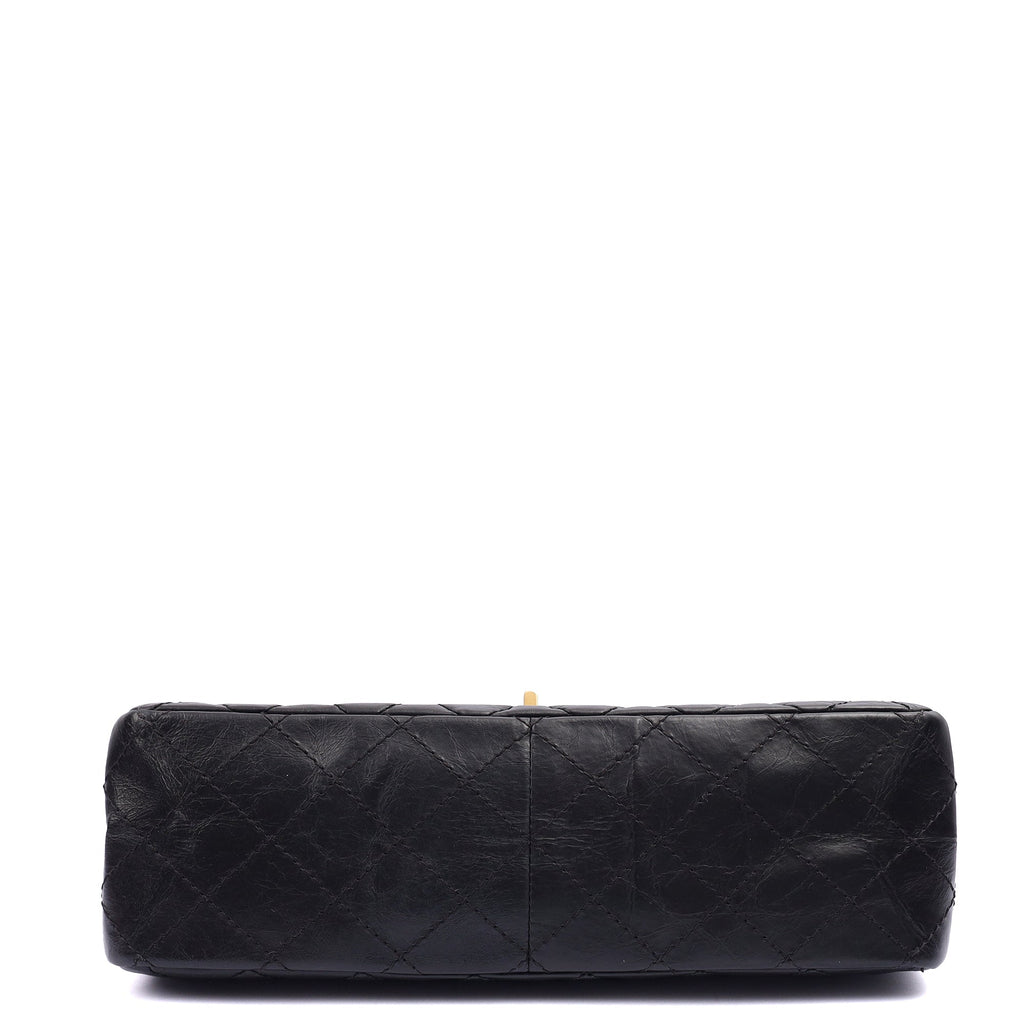 Chanel Shoulder Bag 2.55 Reissue in Black, Crinkled Calfskin Leather — Detail View