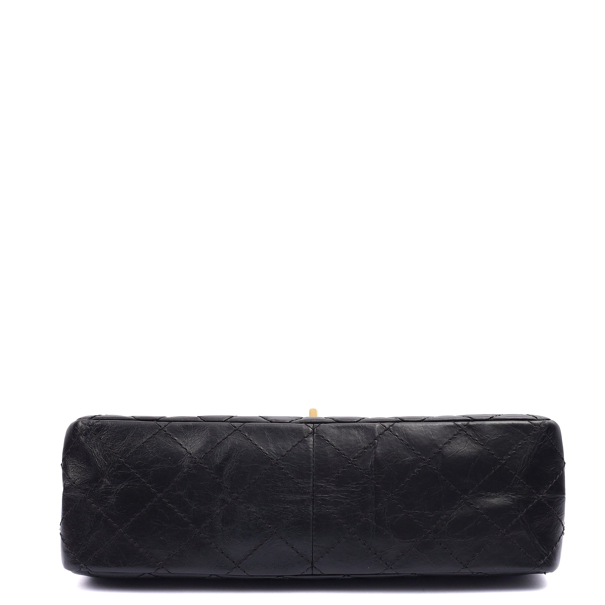 Chanel Shoulder Bag 2.55 Reissue in Black, Crinkled Calfskin Leather — Detail View