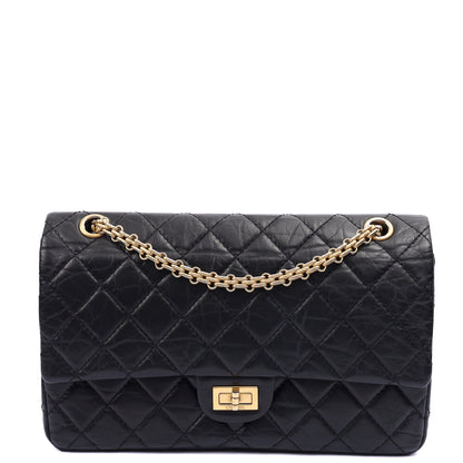 Chanel Shoulder Bag 2.55 Reissue in Black, Crinkled Calfskin Leather — Front View