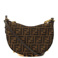 Fendi Shoulder Bag Fendigraphy Small in Brown Jacquard FF, Fabric — Front View