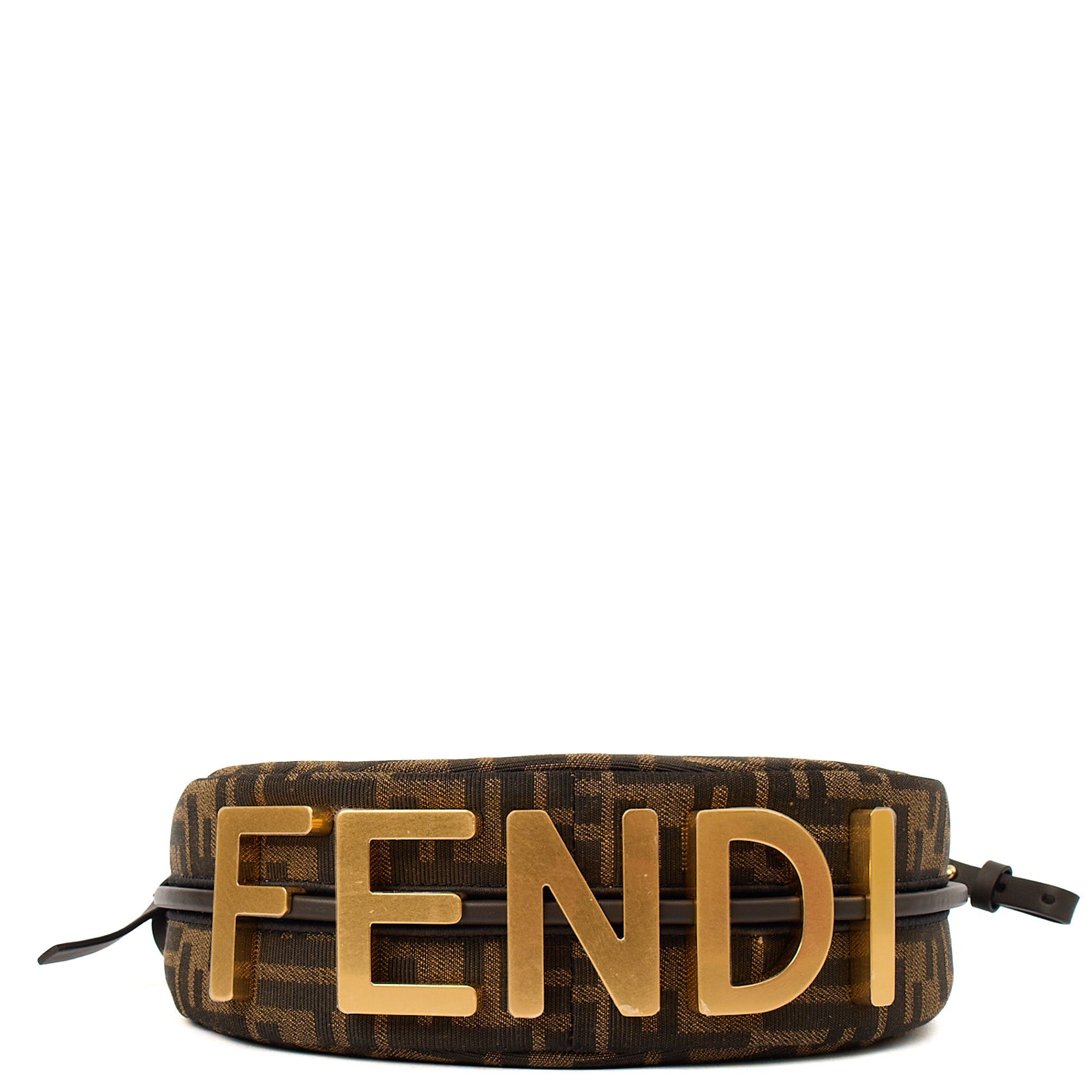 Fendi Shoulder Bag Fendigraphy Small in Brown Jacquard FF, Fabric — Detail View