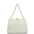 Chanel Shoulder Bag Clutch in Green, Lambskin Leather — Front View