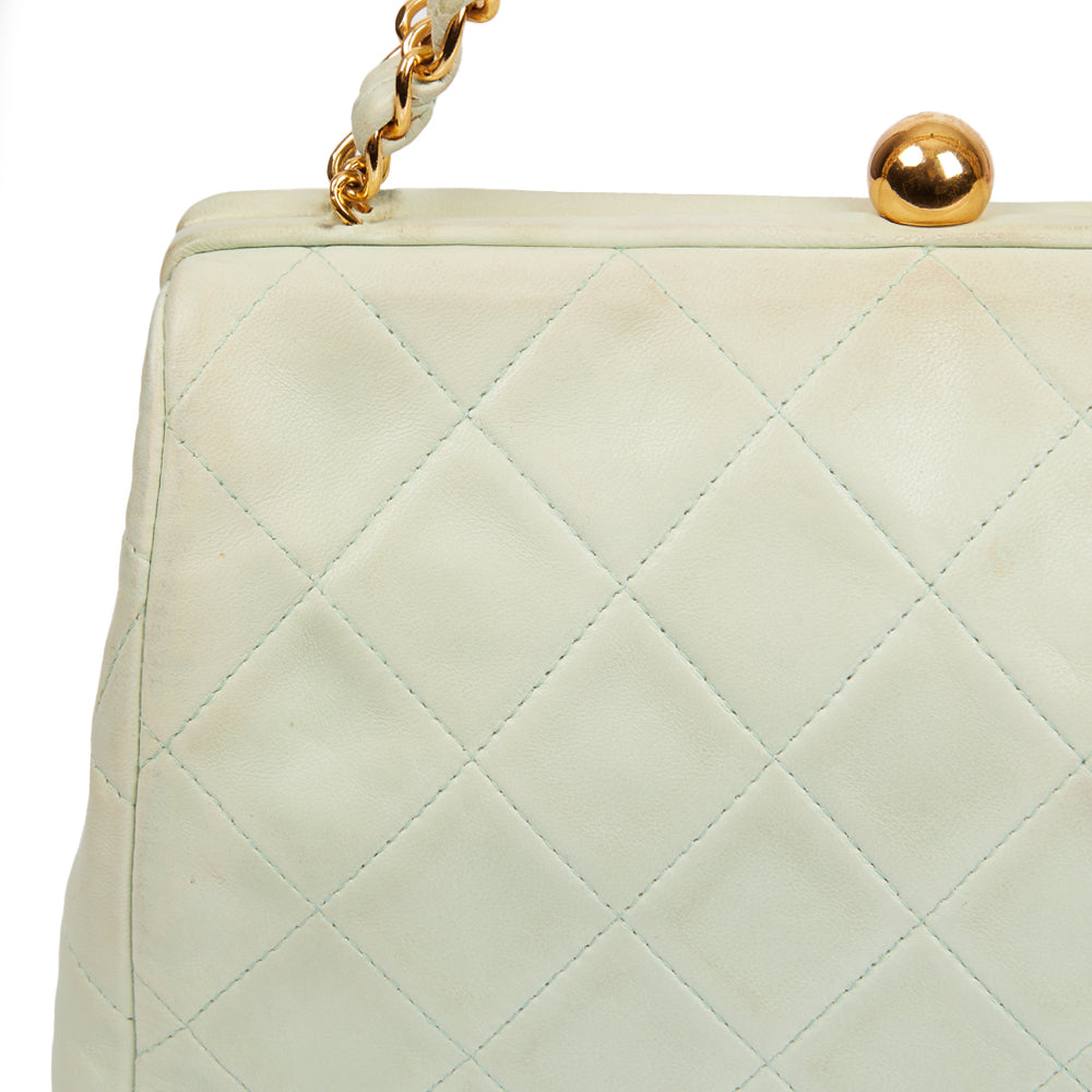 Chanel Shoulder Bag Clutch in Green, Lambskin Leather — Alternate View 12