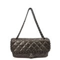 Chanel Shoulder Bag Flap Bag in Metallic, Calfskin Leather — Front View