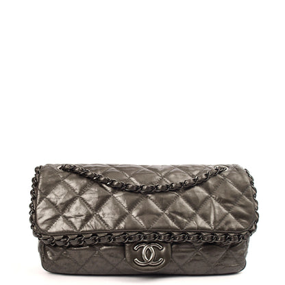 Chanel Shoulder Bag Flap Bag in Metallic, Calfskin Leather — Lifestyle View