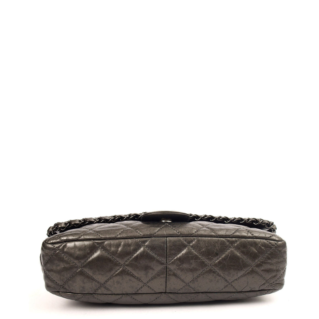 Chanel Shoulder Bag Flap Bag in Metallic, Calfskin Leather — Alternate View 9