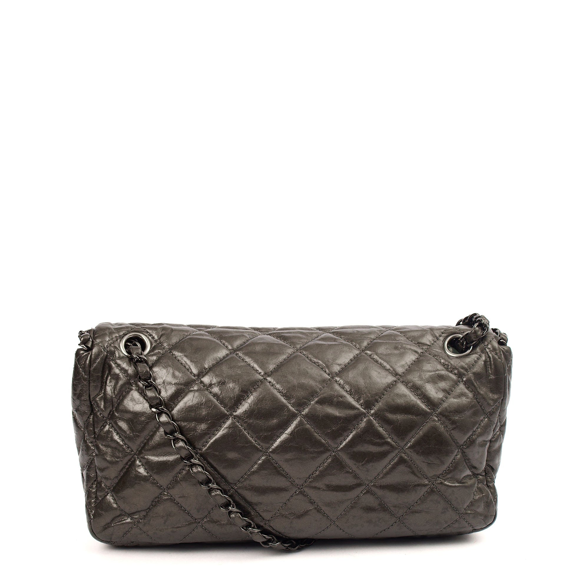 Chanel Shoulder Bag Flap Bag in Metallic, Calfskin Leather — Detail View