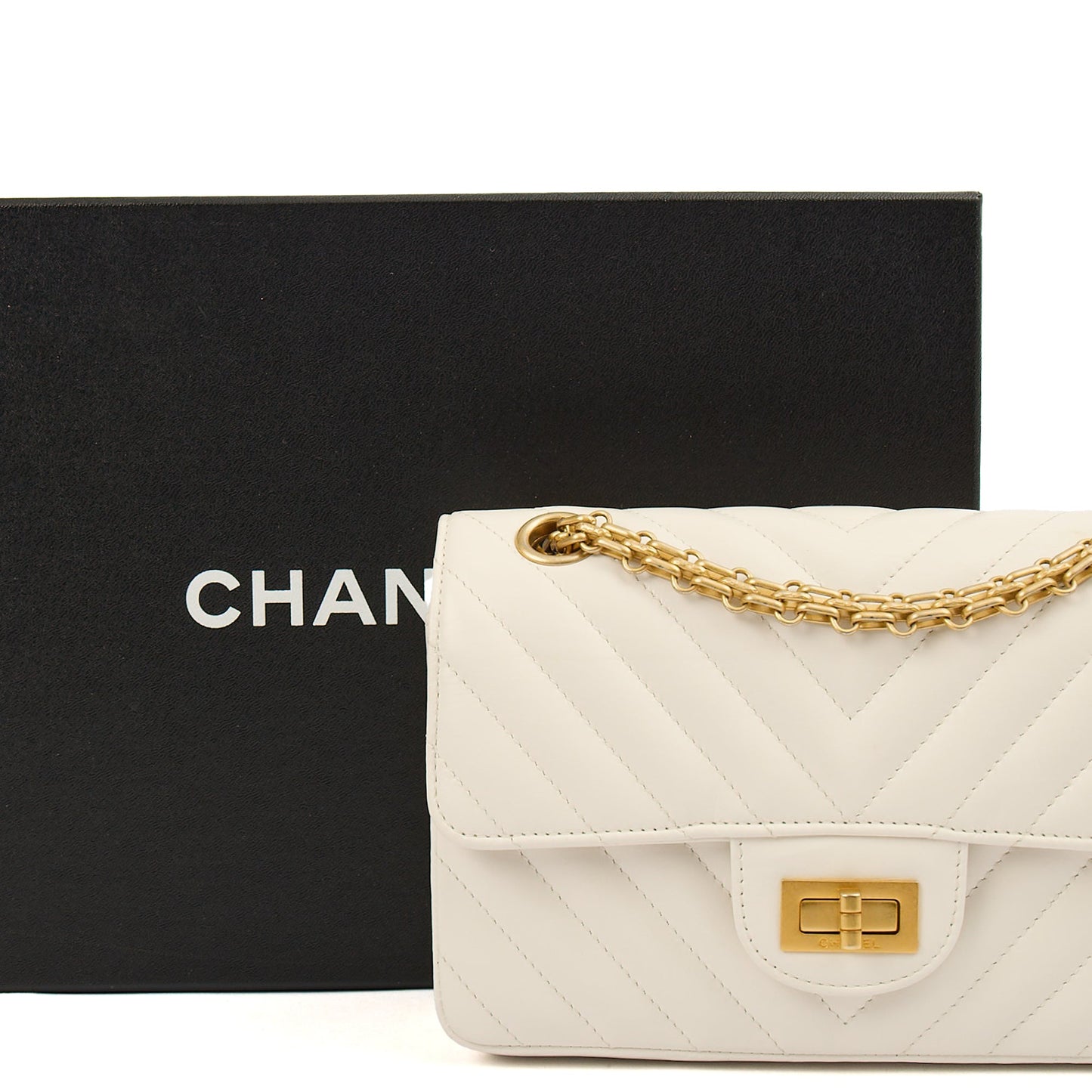 Chanel Cross Body Chevron Flap Bag  in White, Calfskin Leather — Alternate View 13