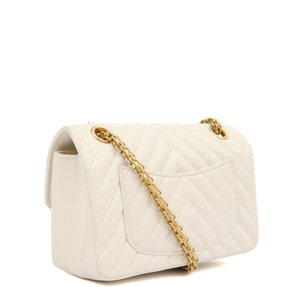 Chanel Cross Body Chevron Flap Bag  in White, Calfskin Leather — Alternate View 15