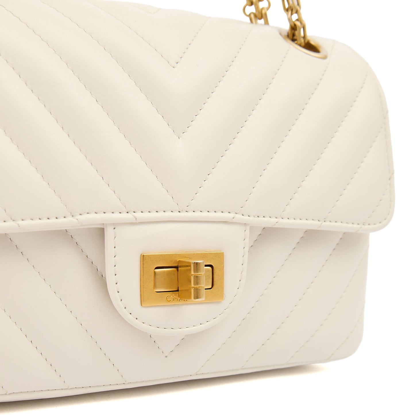 Chanel Cross Body Chevron Flap Bag  in White, Calfskin Leather — Alternate View 20