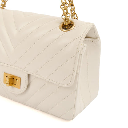 Chanel Cross Body Chevron Flap Bag  in White, Calfskin Leather — Alternate View 9