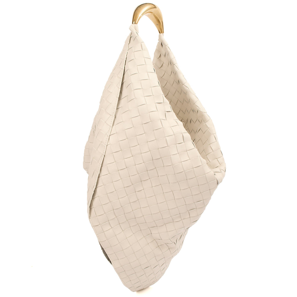 Bottega Veneta Tote Foulard in White, Intrecciato Nappa — Back View