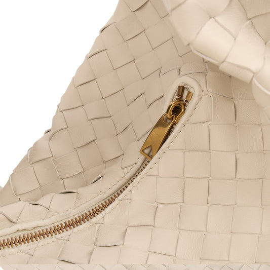 Bottega Veneta Tote Foulard in White, Intrecciato Nappa — Side View
