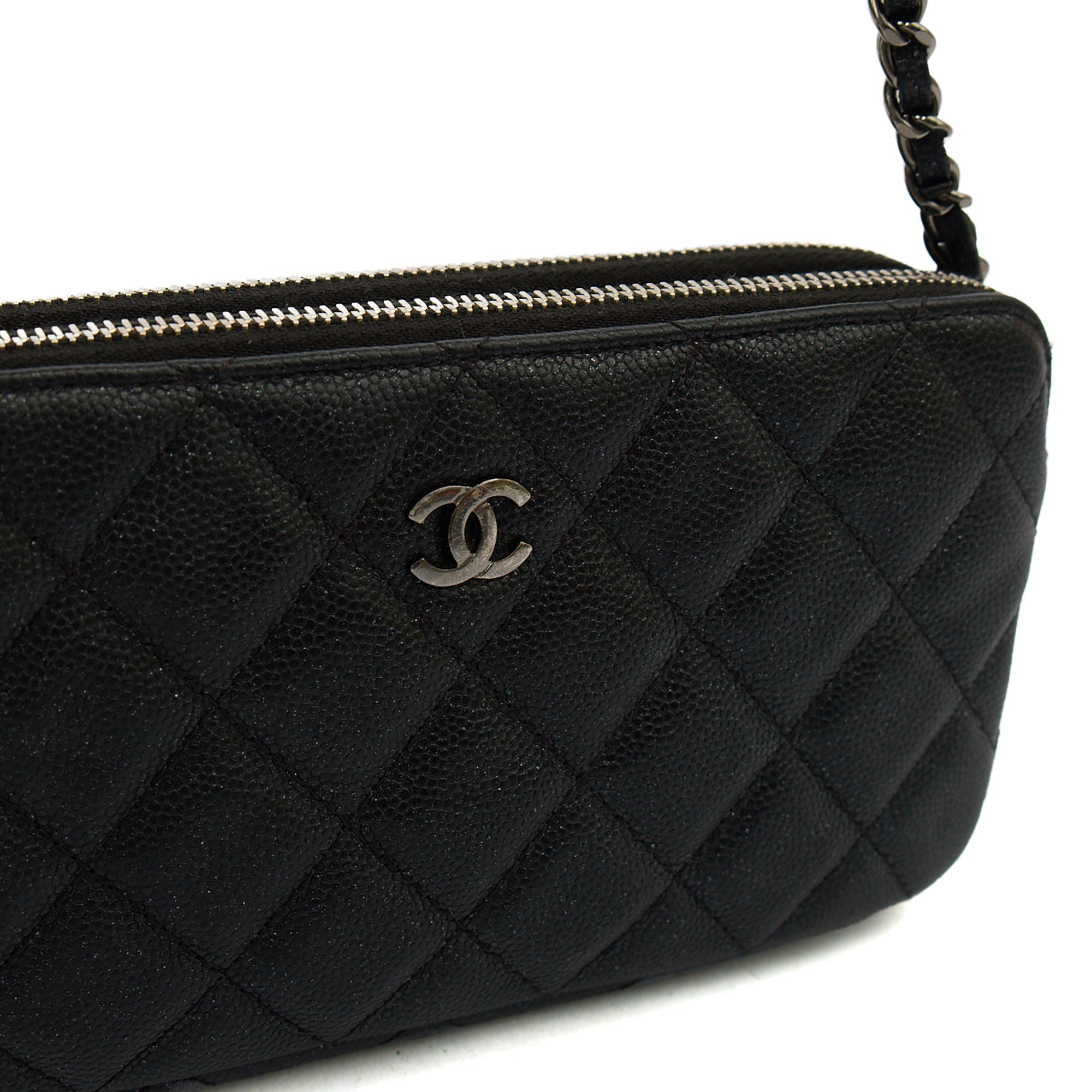 Chanel Cross Body Double Zip Crossbody in Black, Caviar Leather — Alternate View 7