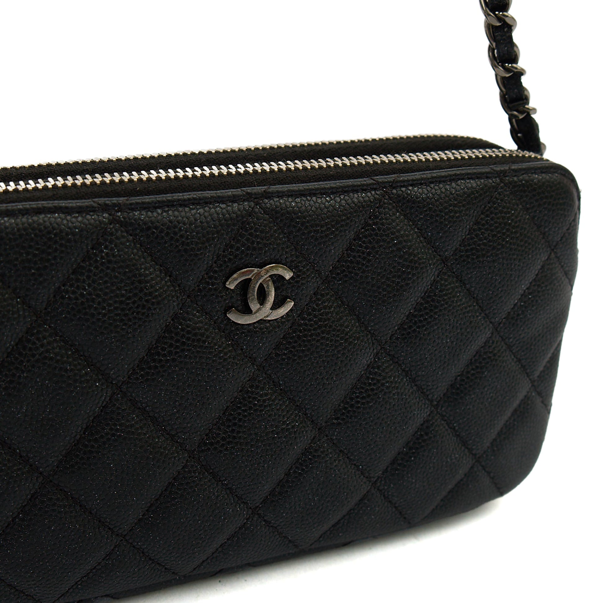 Chanel Cross Body Double Zip Crossbody in Black, Caviar Leather — Alternate View 16