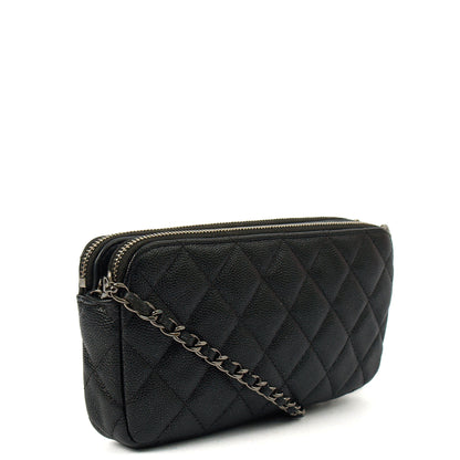 Chanel Cross Body Double Zip Crossbody in Black, Caviar Leather — Alternate View 12