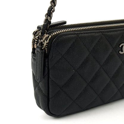 Chanel Cross Body Double Zip Crossbody in Black, Caviar Leather — Alternate View 17