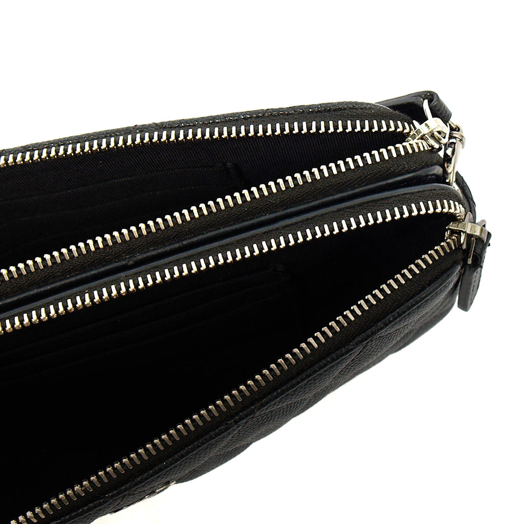 Chanel Cross Body Double Zip Crossbody in Black, Caviar Leather — Alternate View 9