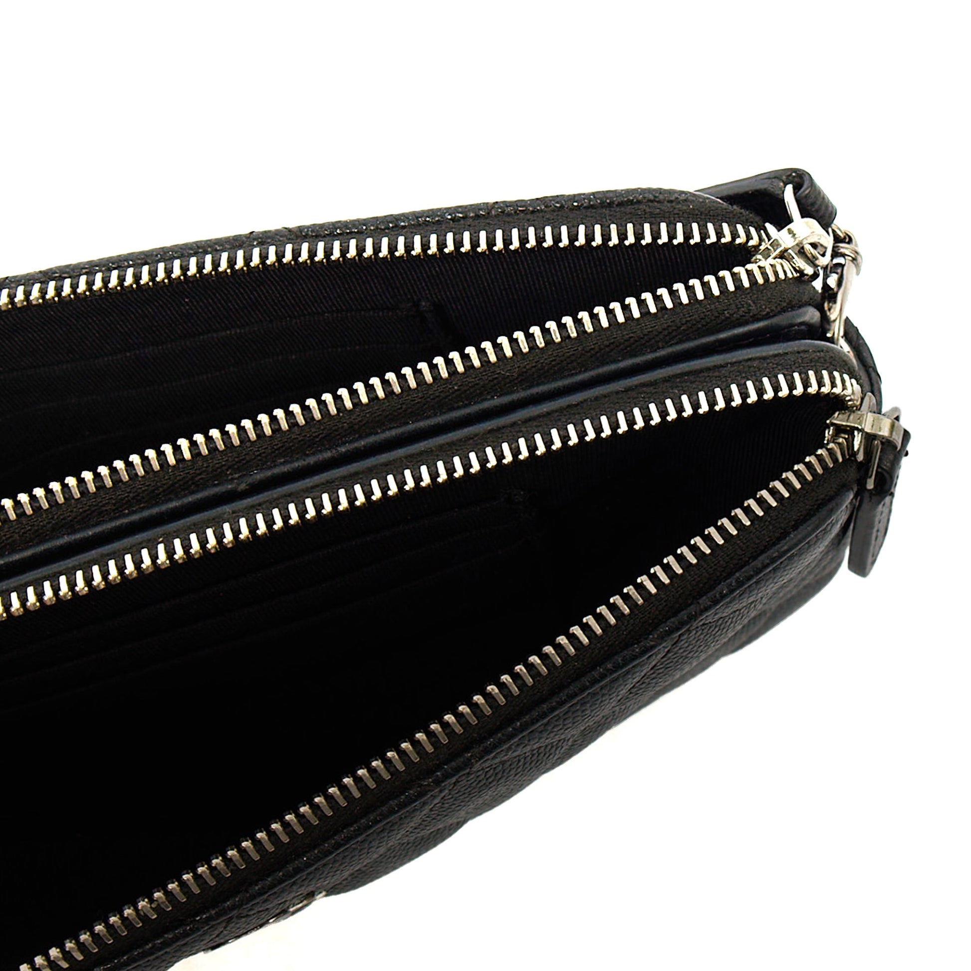 Chanel Cross Body Double Zip Crossbody in Black, Caviar Leather — Alternate View 9