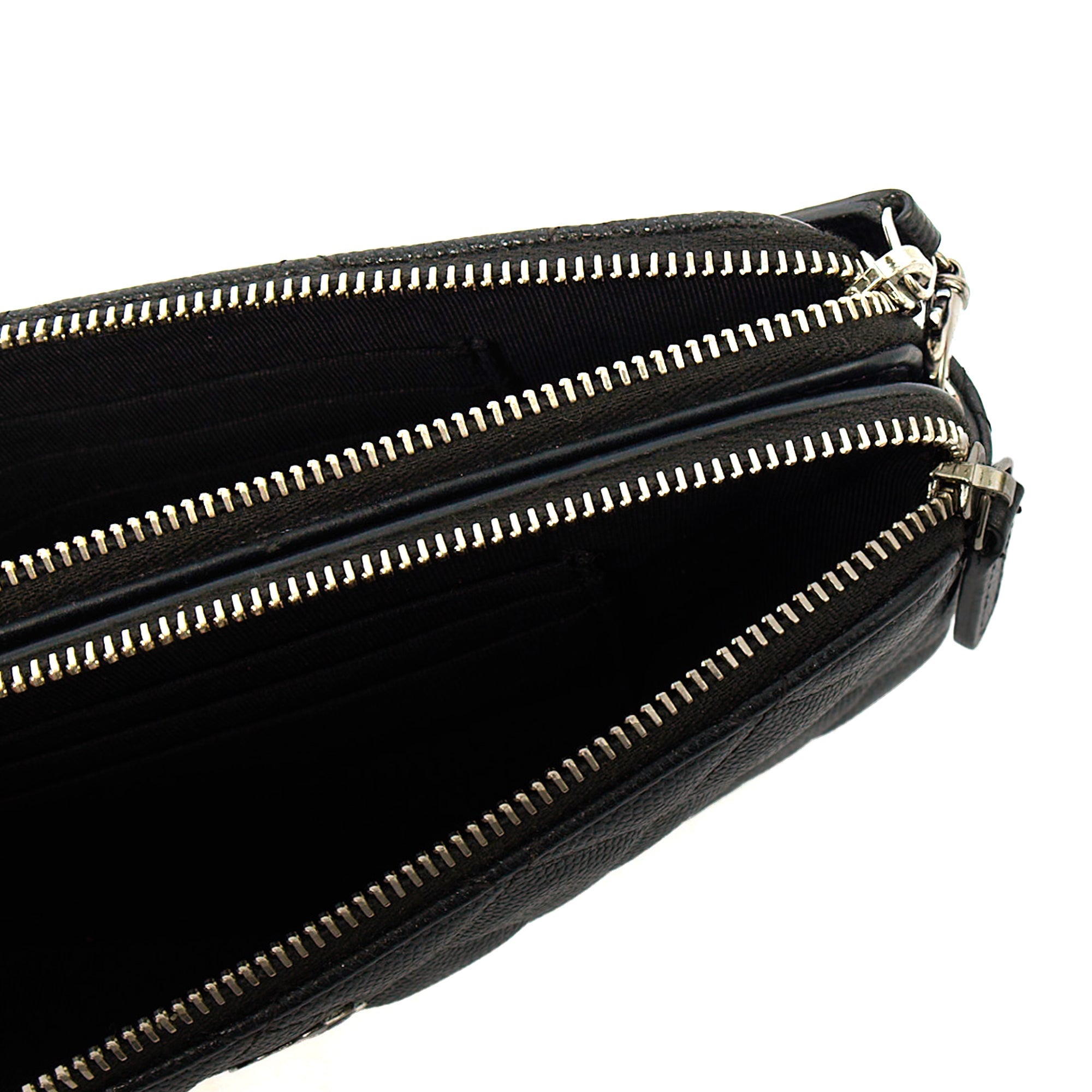 Chanel Cross Body Double Zip Crossbody in Black, Caviar Leather — Alternate View 18