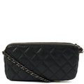 Chanel Cross Body Double Zip Crossbody in Black, Caviar Leather — Front View