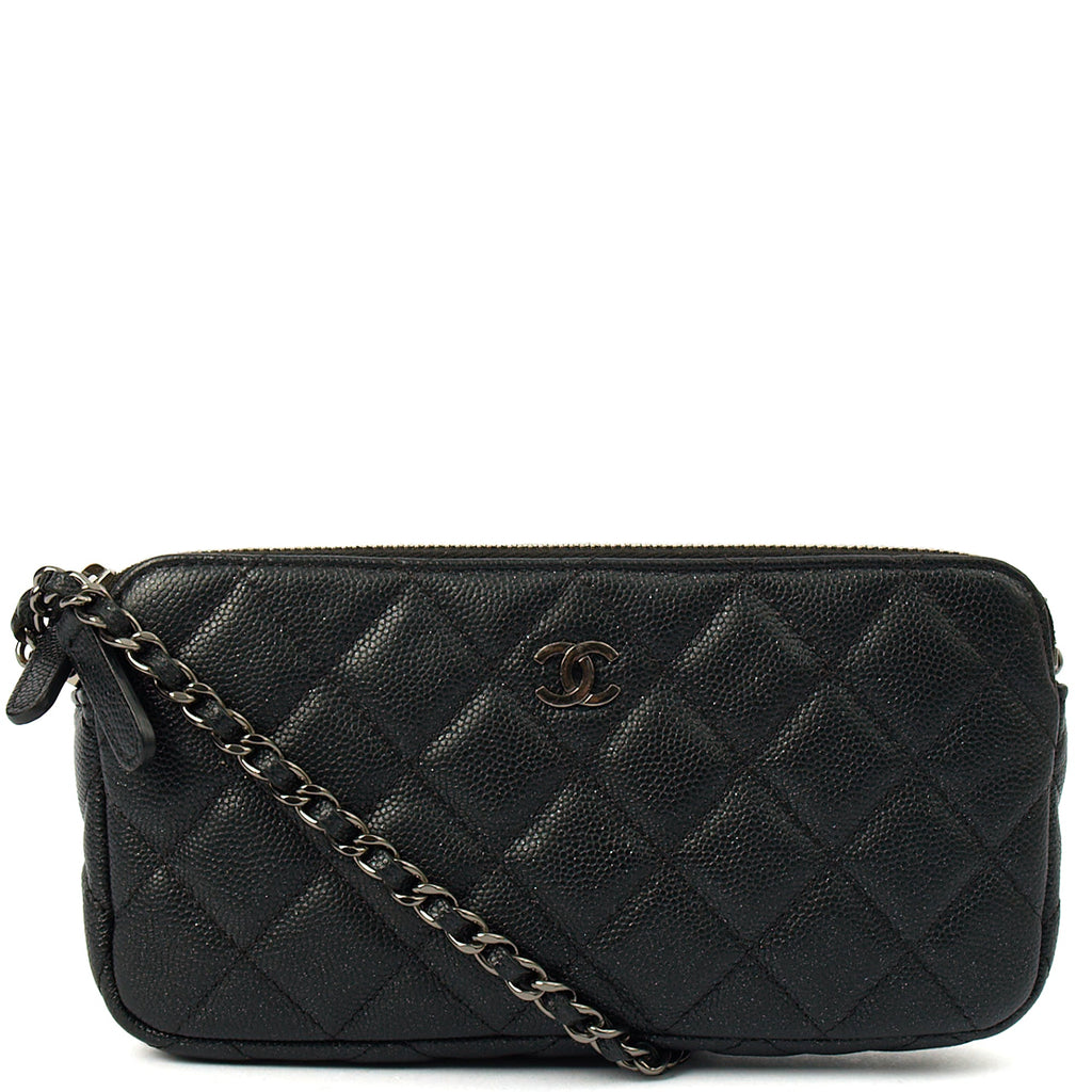 Chanel Cross Body Double Zip Crossbody in Black, Caviar Leather — Alternate View 13