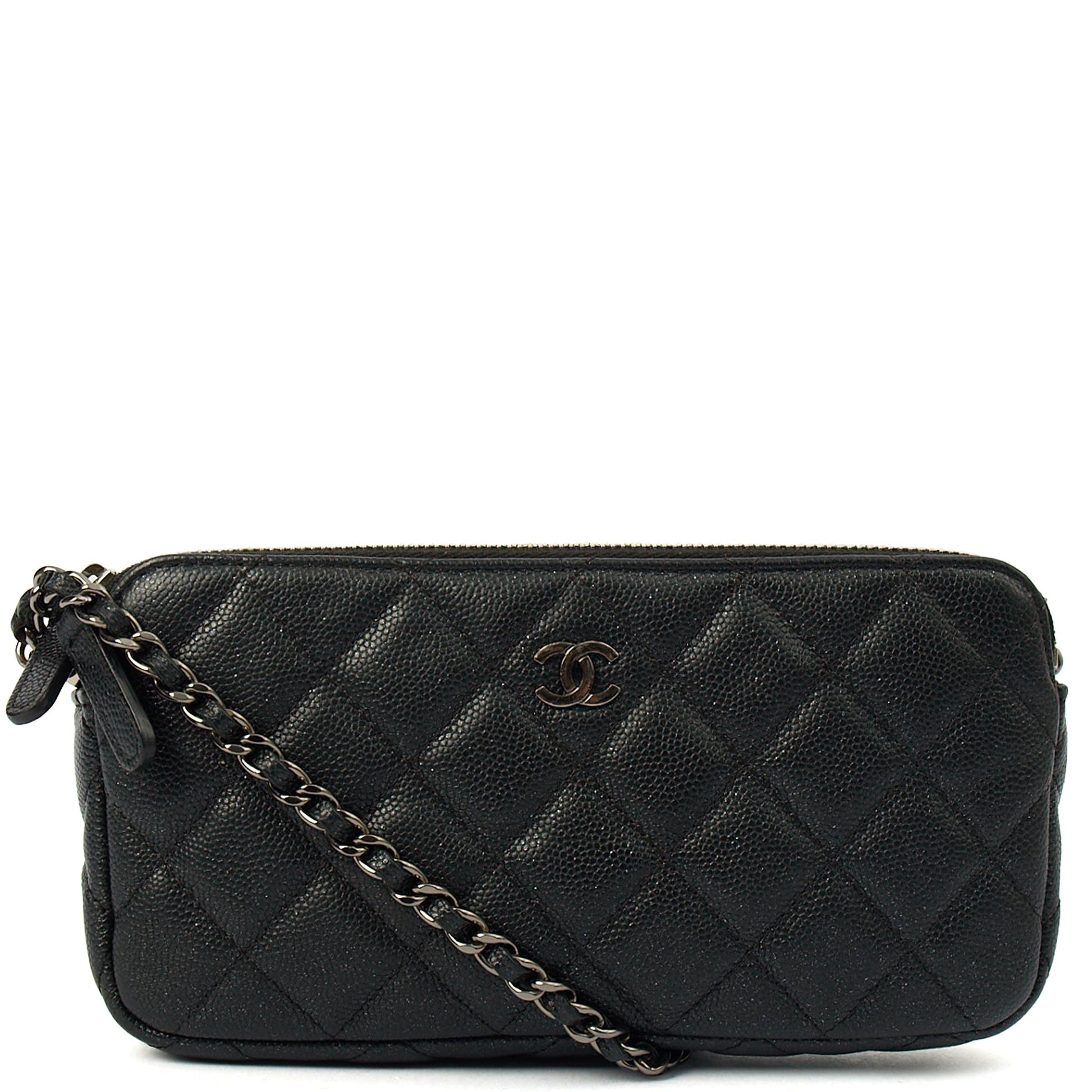 Chanel Cross Body Double Zip Crossbody in Black, Caviar Leather — Alternate View 13
